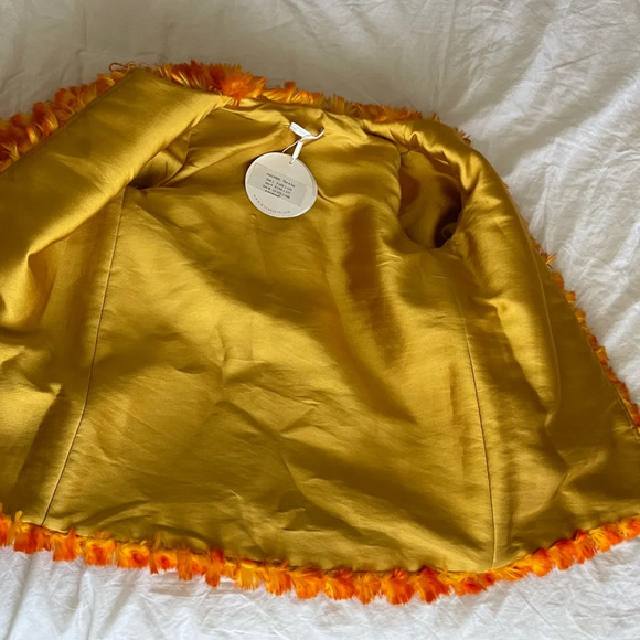 Mischka Aoki Girls The A List Orange Yellow Artificial Fur Jacket - Picture 6 of 9